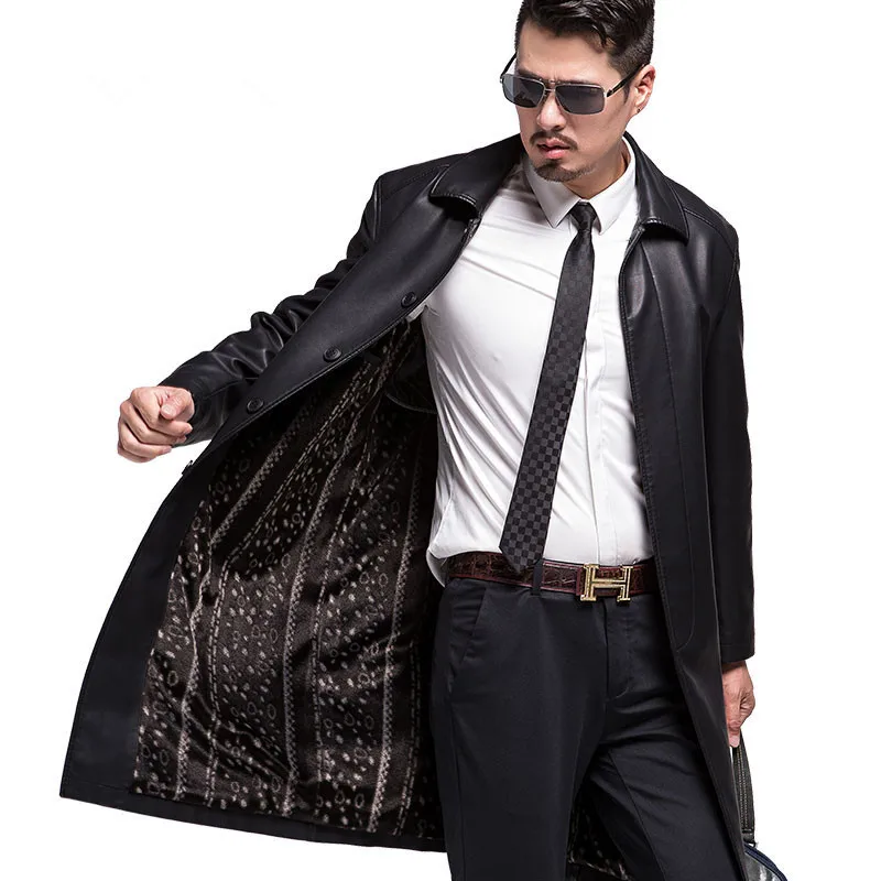 Новинка 2018 года! 5XL Роскошная осенне зимняя мужская куртка из натуральной кожи