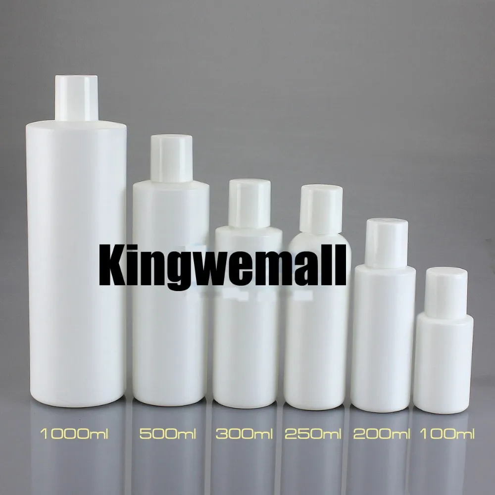 

300 шт./лот 1000 мл пластиковая большая бутылка с закручивающейся крышкой, белый пластиковый косметический контейнер, пустая бутылка для макия...