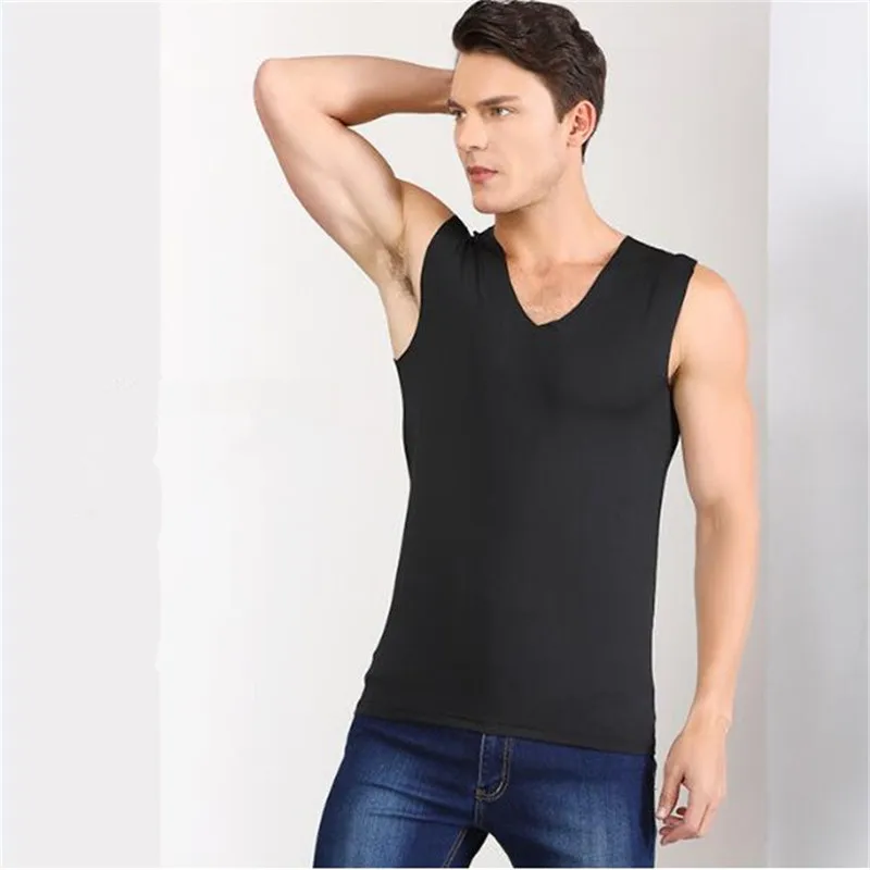 Летние Для мужчин жилет льда шелк модал дышащий шифон тонкий топы эластичные