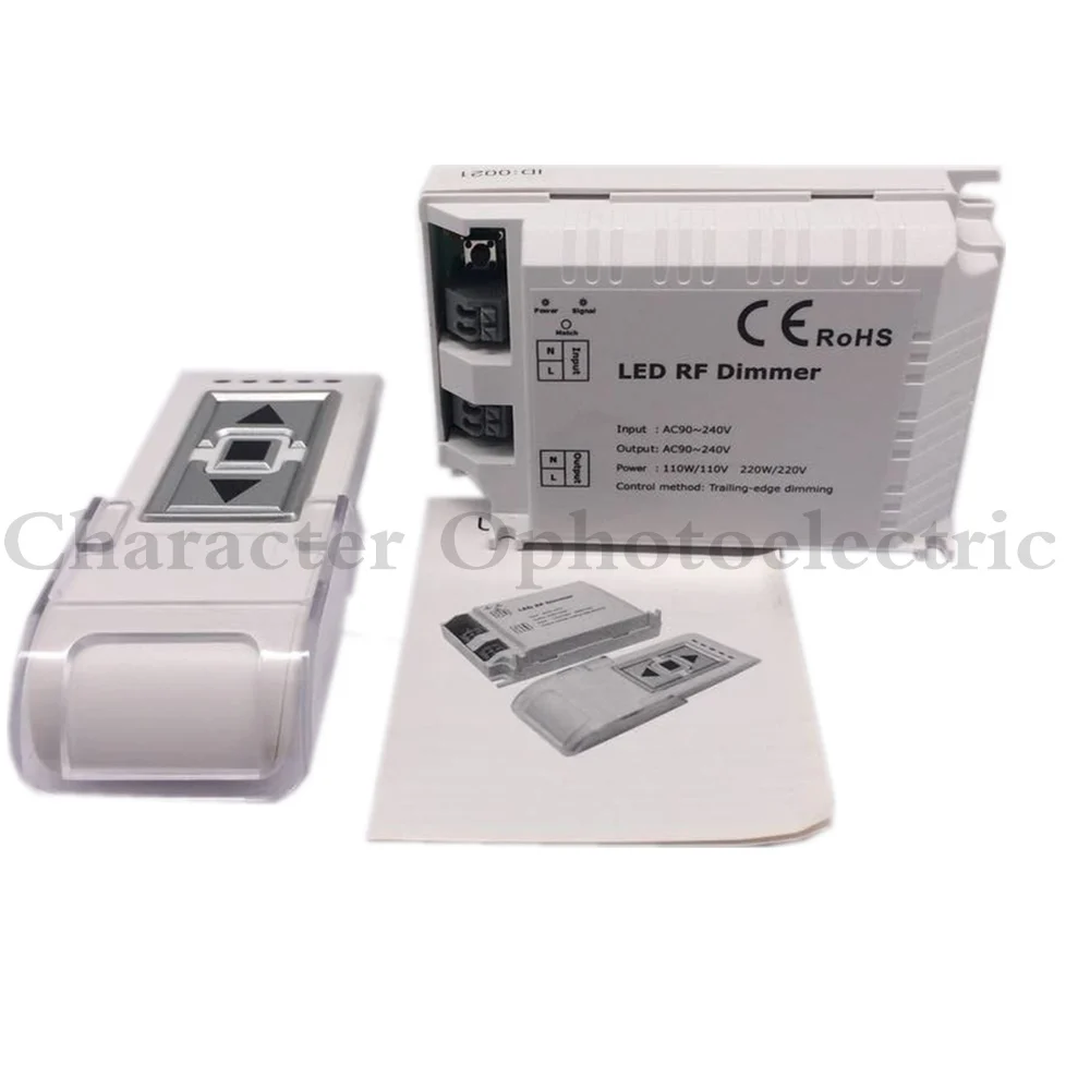 

90-240VAC 1 Channel Trailing Edge Dimming 3 Key Remote RF LED Dimmer Controller