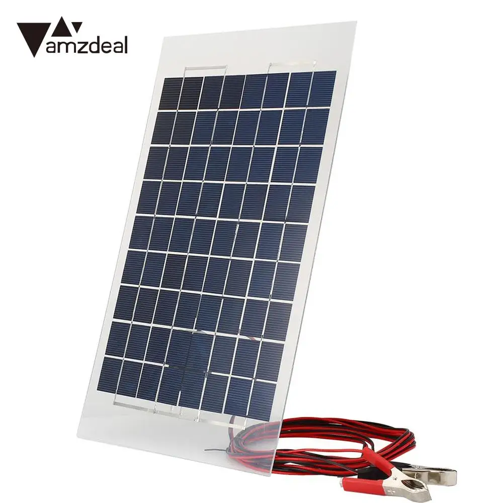 Amzdeal 18 в 10 Вт Панель зарядки от солнца power Bank Внешний аккумулятор автомобиля Крокодил Зажимы солнечные батареи наружная Зарядка для путешествий