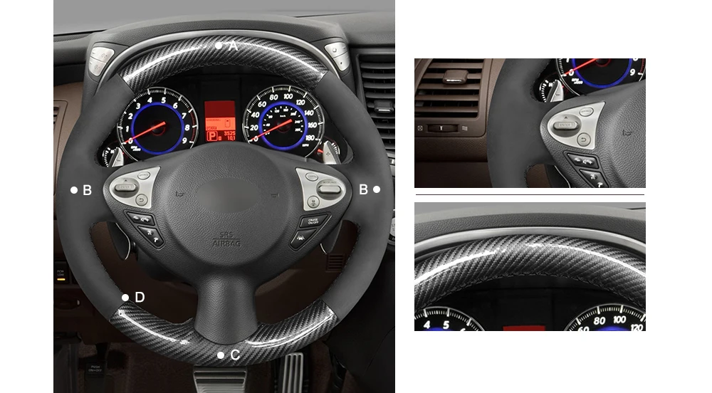 MEWANT черный PU углеродное волокно чехол на руль для Infiniti FX FX35 FX37 FX50 QX70 Nissan Juke Maxima 370Z Sentra SV