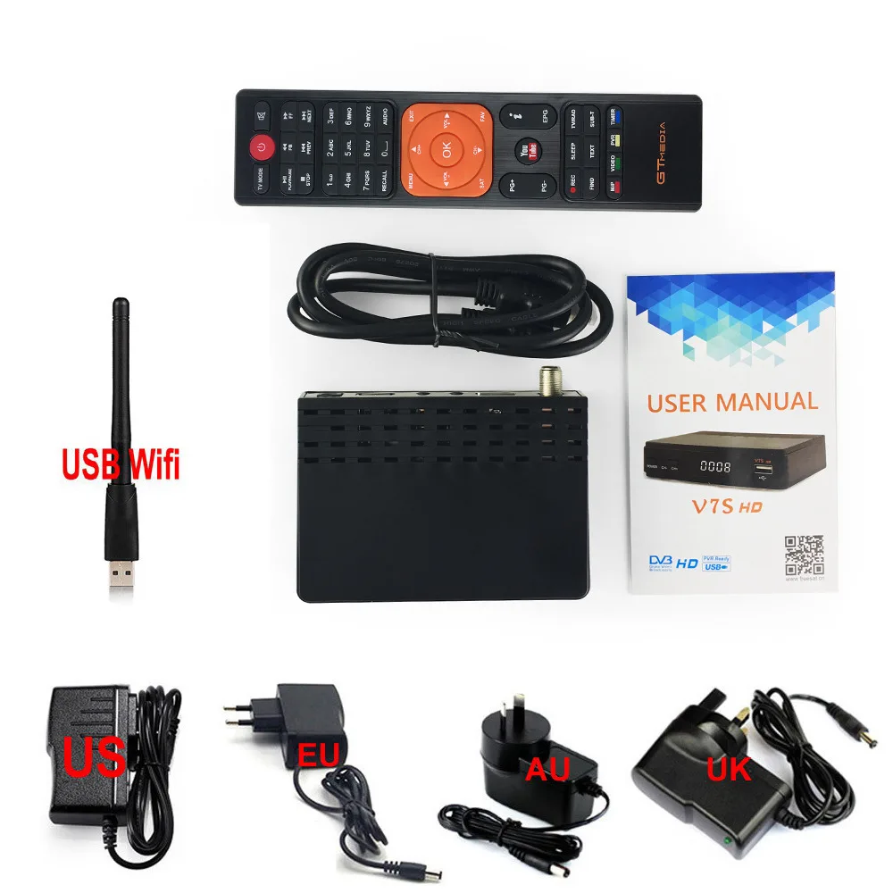 With USB Wifi Южная Америка GTmedia V7S DVB-S2 спутниковый ресивер ТВ-тюнер телеприставка Freesat Receptor Cline декодер Biss Vu Youtube USB PVR - Цвет: With USB Wifi