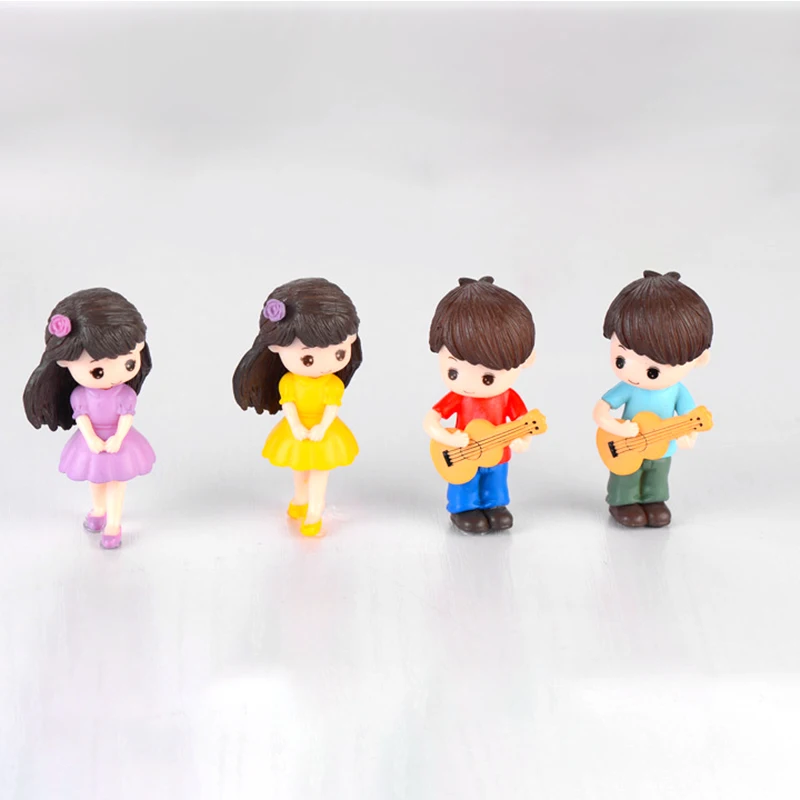 2 шт. милые мини фигурки для влюбленных романтическая пара играющая на гитаре