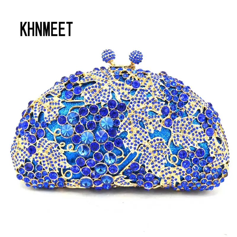 Зеленый виноград Роскошные вечерние сумочки клатчи со стразами с животным