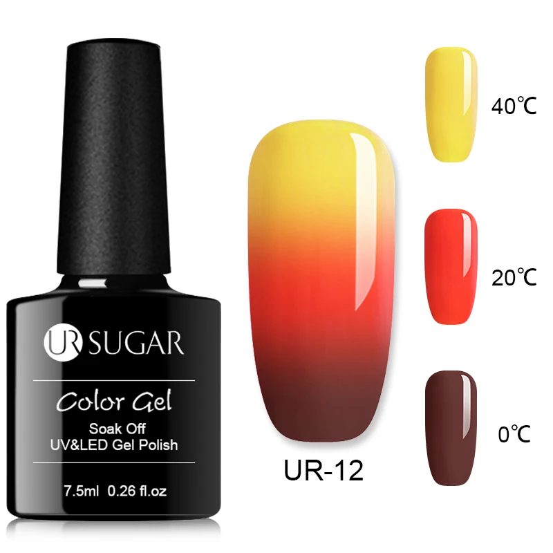 UR-12 Ur Sugar, 7,5 мл, термальный Гель-лак для ногтей, 3 цвета, меняющий температуру, замочить, УФ-Гель-лак для нейл-арта, лак для маникюра, светодиодный - Цвет: UR-12