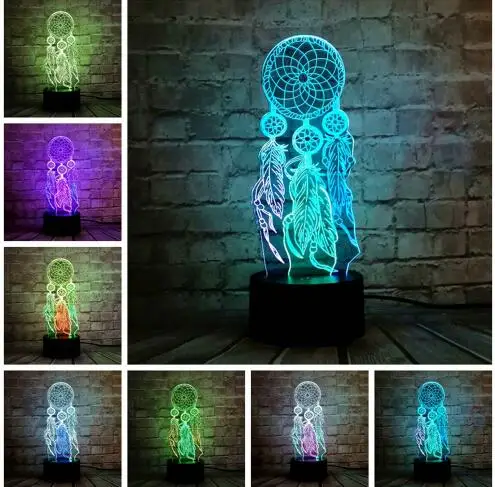 7 color change Валентина колокольчики настольная лампа переключатель Ловец снов 3D сенсорный Ночной светильник для спальни вечерние настольные декоративные лампы для детей Рождественский подарок - Испускаемый цвет: 7 color change