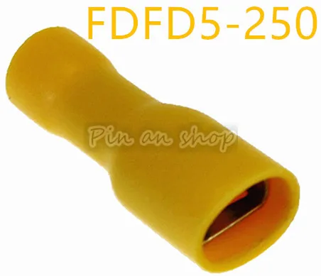50 шт./лот желтый FDFD5 250 женский изолированный Электрический обжимной терминал