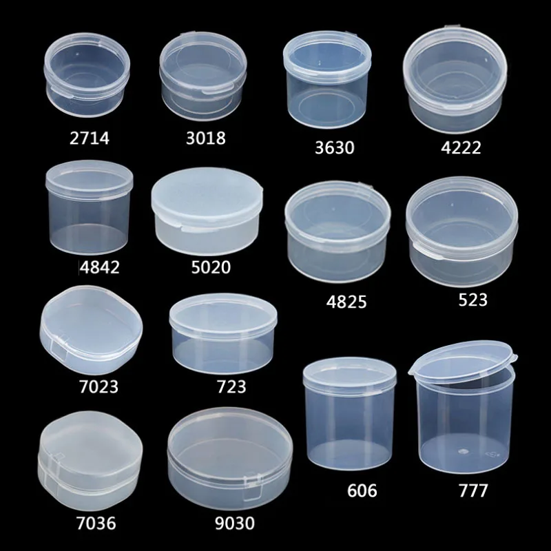 

14 sizes Round Small Plastic Box Transparent Box Clear Storage Jars Mini Parts Jewelry Display Box Container Sample Organizer