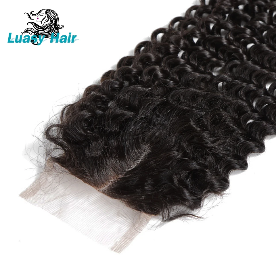 Luasy малазийские волнистые кудрявые волосы 4 пряди с кружевной застежкой 100%