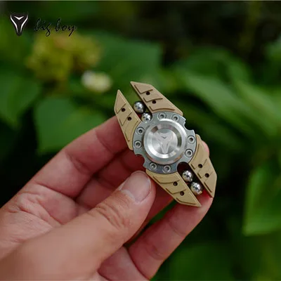 DIY два листа из нержавеющей стали деформация в сочетании EDC ручной Спиннер Спиннеры латунь для аутизма и СДВГ вращения анти стресс - Цвет: Цвет: желтый