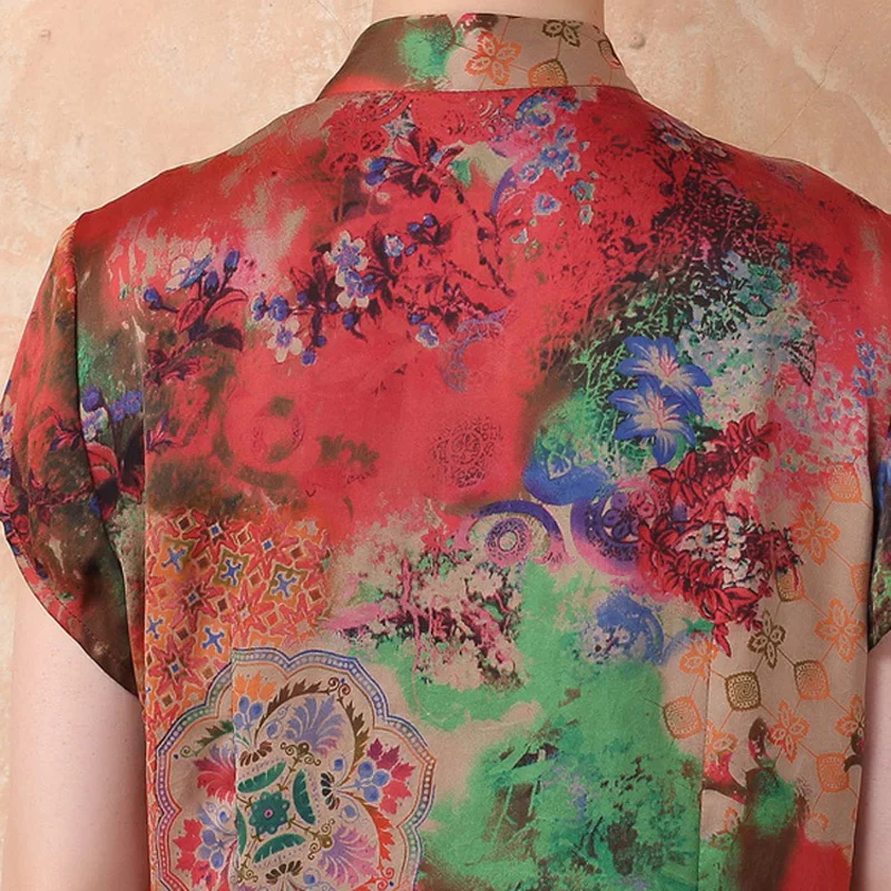 

Summer New 100% Silk Women Short Sleeve Shirt Silkworm Blouse Blusa Female Buttercup Silk Shirt Tops Mujer Camisa TYR2099