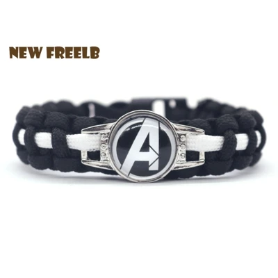 Avengers logo Горячая комикс Мстители Супергерои Паракорд с логотипом браслеты черный ручной работы ювелирные изделия Открытый путешествия Пешие прогулки отличный подарок - Окраска металла: Avengers logo