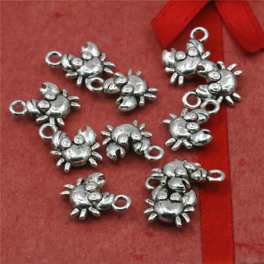 New 50PCS Pendant Women Girls Gifts Crab-Shaped Lucky DIY Loose Finding Accessories Copper Metal Jewelry Making Design 12x15mm | Украшения