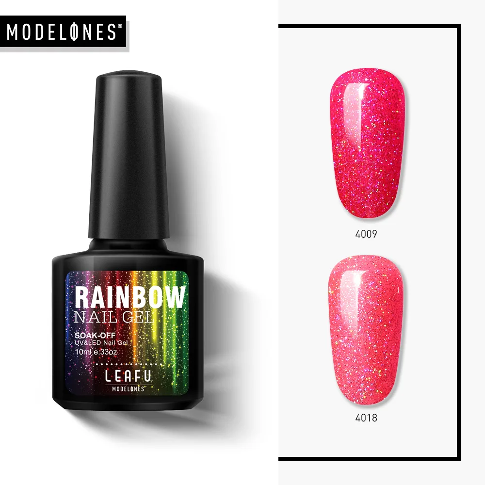 Modelones Neon Glitter Led Nail Gel Polish Soak Off Blue Color Glitter UV Nail Varnish Lacquer Long Lasting Sequins Hybrid Gel - Цвет: 2PCS SET