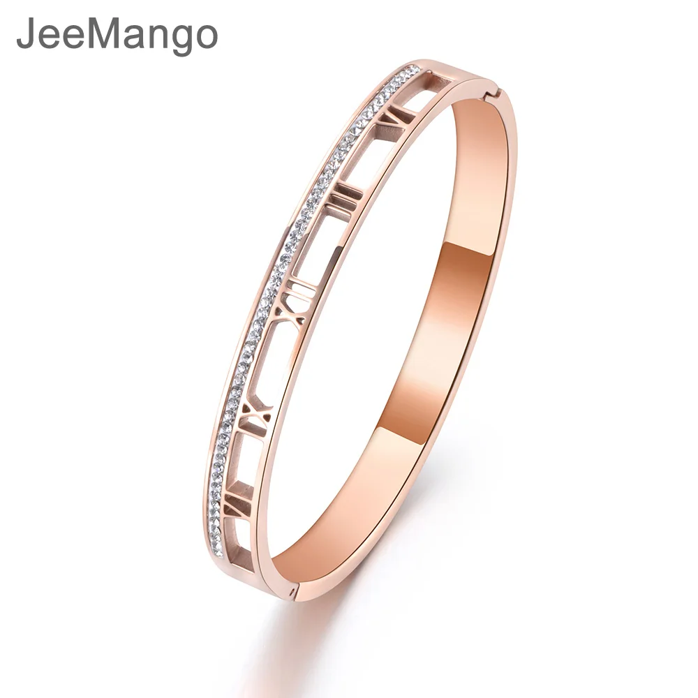 Браслет-манжета JeeMango из нержавеющей стали с римскими цифрами ювелирные изделия
