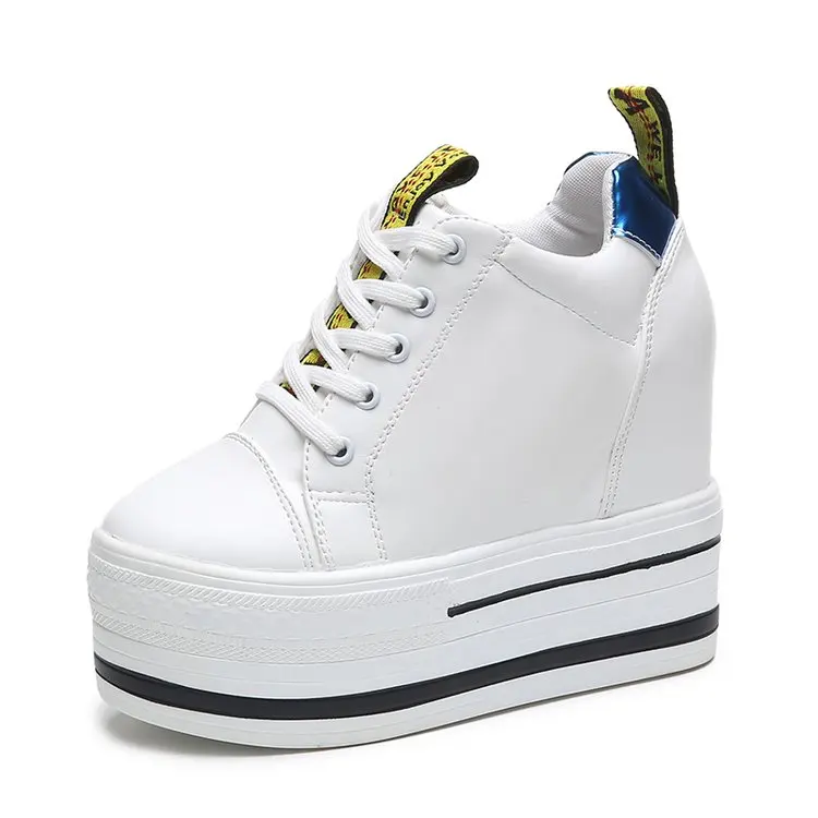 

XJRHXJR 2020 Autumn New Designer 10CM Wedges White Shoes Female Platform Sneakers Women Tenis Feminino Casual Female Shoes Woman