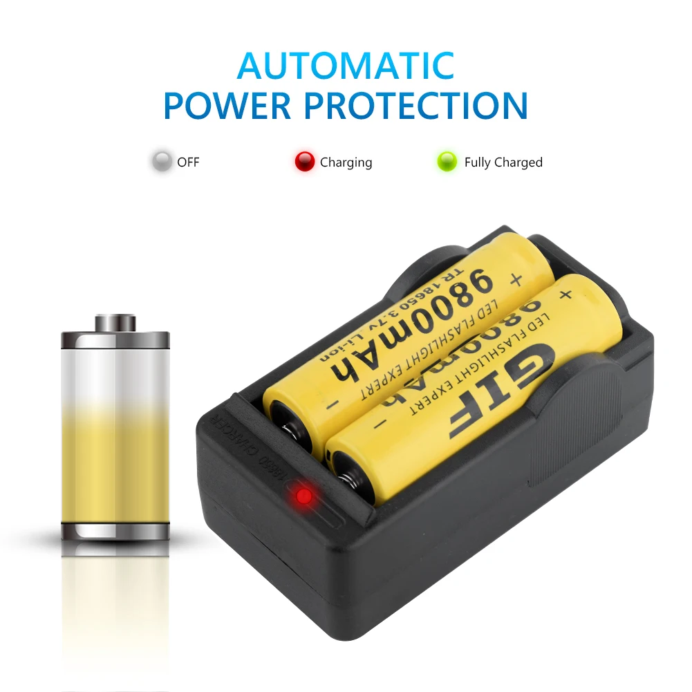 4/8 шт. 18650 Батарея 3,7 V 9800mAh литий-ионный аккумулятор с Зарядное устройство для фонарик батарея, батарея литиевая батарея+ 1 шт. EU Зарядное устройство