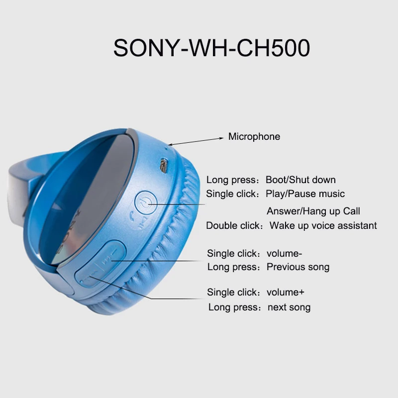 Беспроводная гарнитура sony WH-CH500/bluetooth-наушники с регулятором громкости и басами для Galaxy Note 8 S8 PLUS Xiao mi 8 Hua Wei