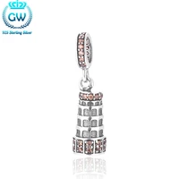 925 sterling silver leaning tower of pisa italy travel charm fit bracelets bangles brand gw jewelry s291