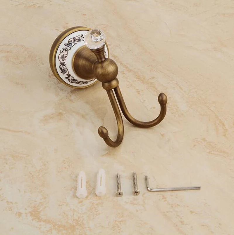Hot selling Bathroom crystal Antique cloth hooks Bronze ceramic Robe Hook Clothes Coat Products | Обустройство дома