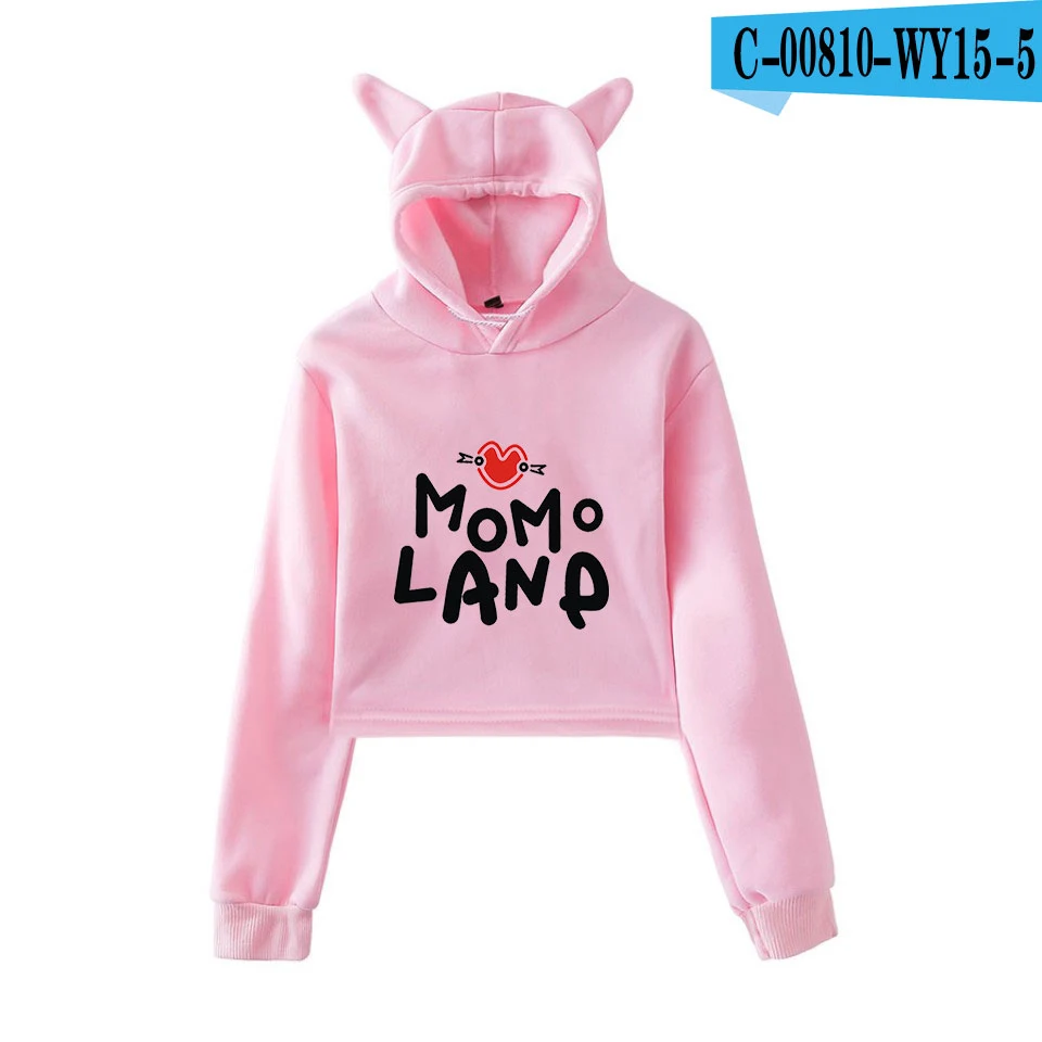 MOMOLAND модный тренд sala Cat укороченный Топ для женщин Лето толстовки Толстовка Сексуальная Горячая Kpop Harajuku больших размеров 2XL - Цвет: pink