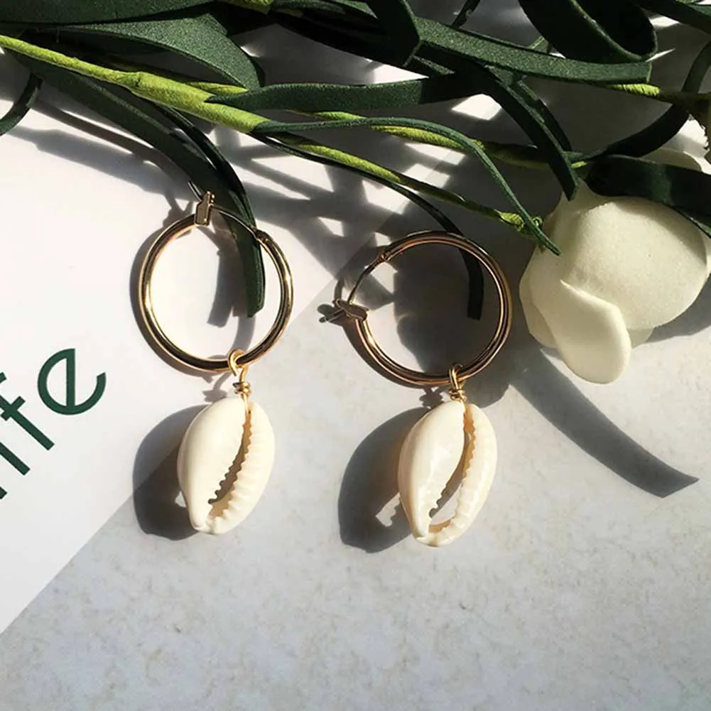 Модные женские туфли Sea Shell Серьги Huggie себе летние пляжные вечерние ювелирные