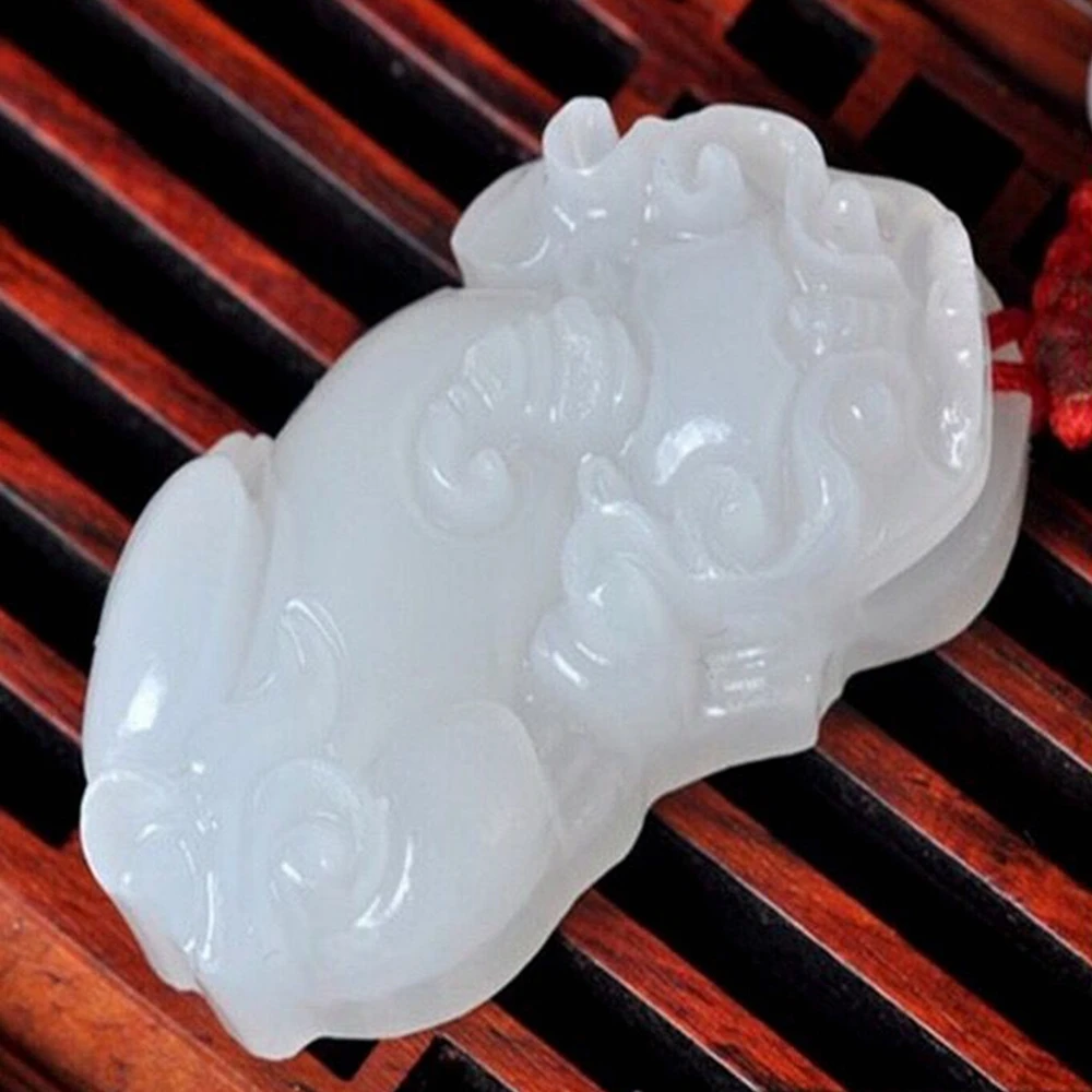 Натуральный камень резной Единорог анимация белая нефритовая подвеска в виде