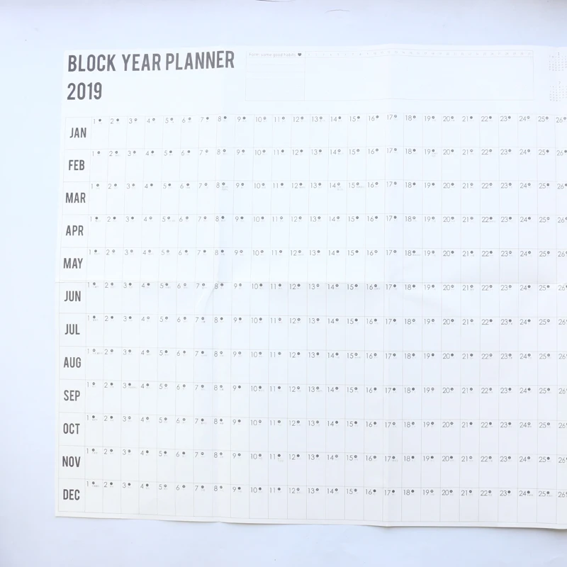 2019 yearly planner Domikee, большой офисный школьный настенный календарь, планировщик времени, органайзер, коврик, отличный стол, планировочный коврик и наклейки, набор канцелярских принадлежностей - Цвет: 2019 yearly planner
