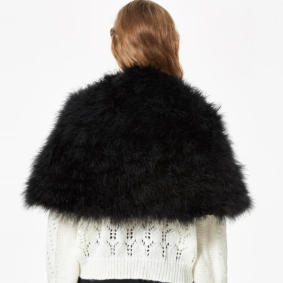 Реальная страуса меховой платки Дамская Мода Свадебные Вечерние натуральный мех