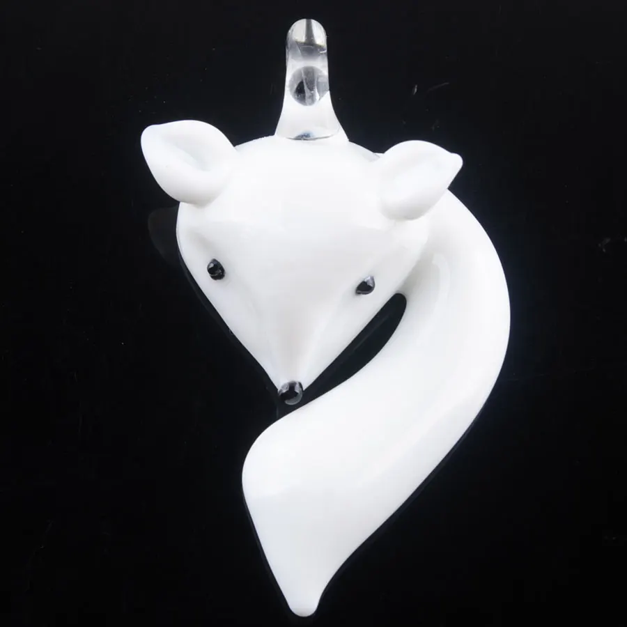 White IH3062 Умная Лисичка лэмпворк стеклянная подвеска из бисера муранское животное для SP ожерелье симпатичное IBH308 - Окраска металла: White IH3062