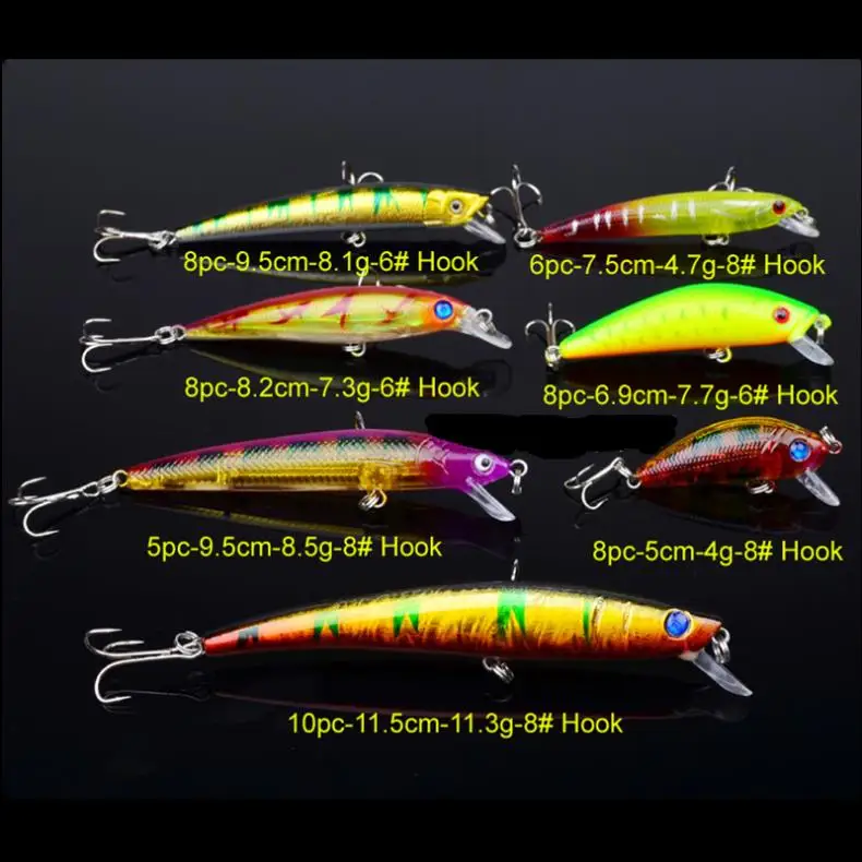 53 шт./лот набор рыболовных приманок гольян кривошипная наживка 7 моделей тройные