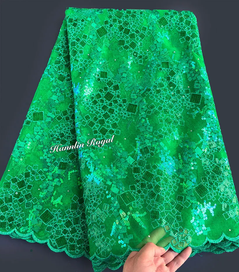 

5 yards Green African French Lace fabric Nigerian tulle sewing Clothes original design far Better Quality than other shops