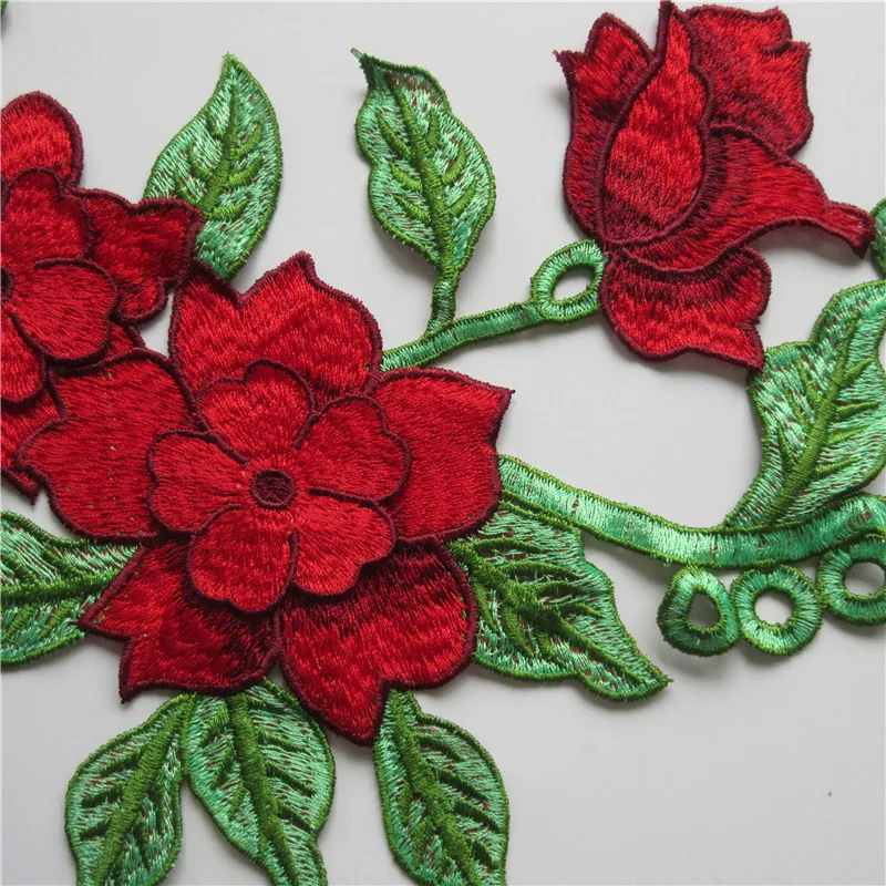 Кружевное вышитое декольте Воротник отделка Вышивка нашивки ткани роза цветок