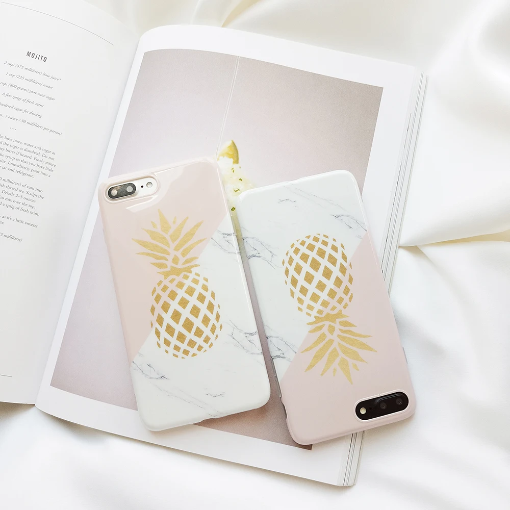 Милый жесткий чехол для телефона с изображением ананаса и мрамора iPhone Xs Xsmax Xr X 8 7 6s