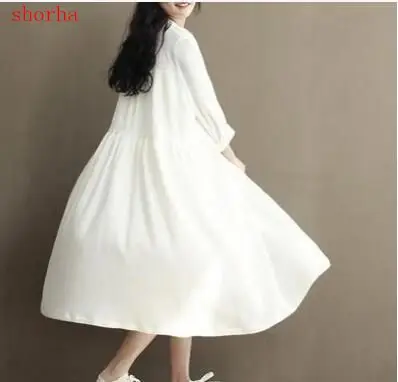 Летнее и осеннее платье льняное шифоновое для беременных женщин Длинное