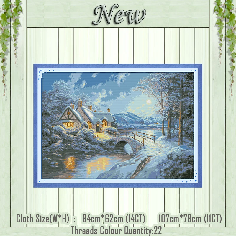 

Homeland snow house cabin scenery painting counted print on the canvas DMC 11CT 14CT kits Cross Stitch embroidery needlework Set