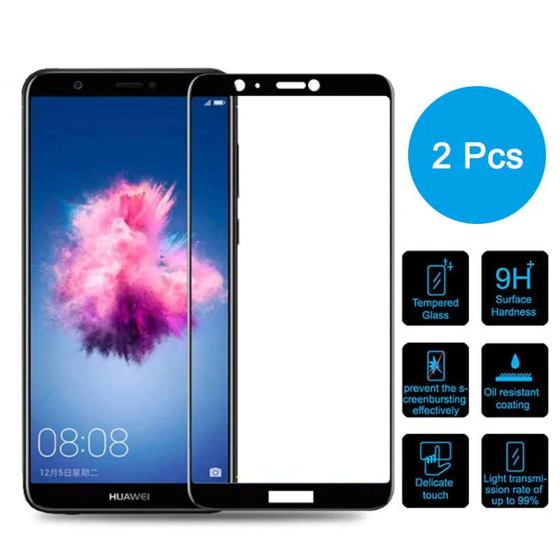 2 шт., Защитное стекло для huawei P smart FIG-LX1, защита экрана, полное покрытие, закаленное стекло на p smart plus psmart glas