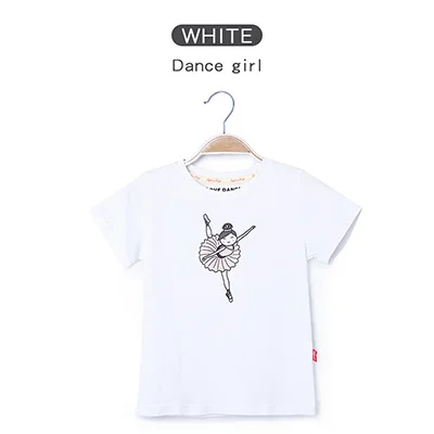 Blue Summer Girls Printed Shirt Kids Full Cotton T Shirt Short Sleeve Top Children Sport Yoga Jogging Fitness Tees Black White Pink - Color: Blue