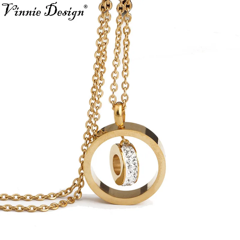 Винни Дизайн Нержавеющая сталь Круглый Двойной Круги Подвески проложили