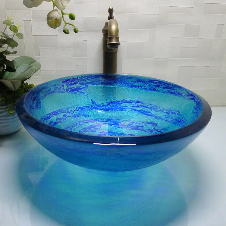 Круглая Прилавок из закаленного стекла для ванной комнаты HX007|sink sale|sink blacksink bathroom |