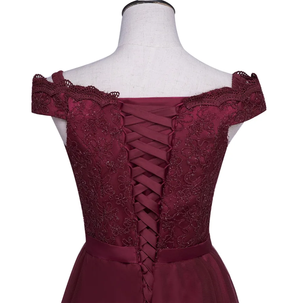 Ruthshen бордовые вечерние платья 2020 с открытыми плечами кружевные тюлевые длинные