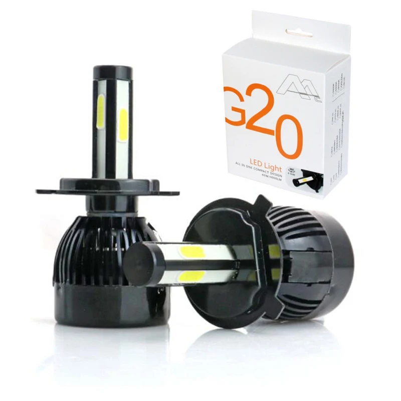 Headlights Bulbs G20 80W/Set High Low Beam 4-side LED Fog Lights H4 H7 H8 H9 H11 9005 HB3 HB4 9006 9012 8000LM/Set 6000K COB | Автомобили