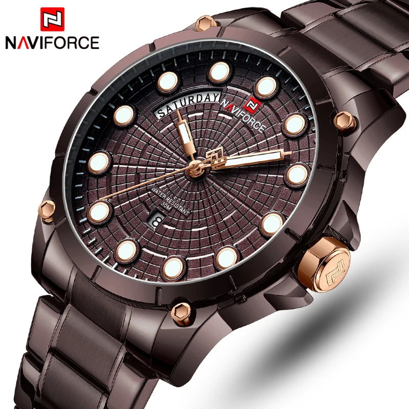 NAVIFORCE Лидирующий бренд роскошные часы для мужчин водонепроницаемые из