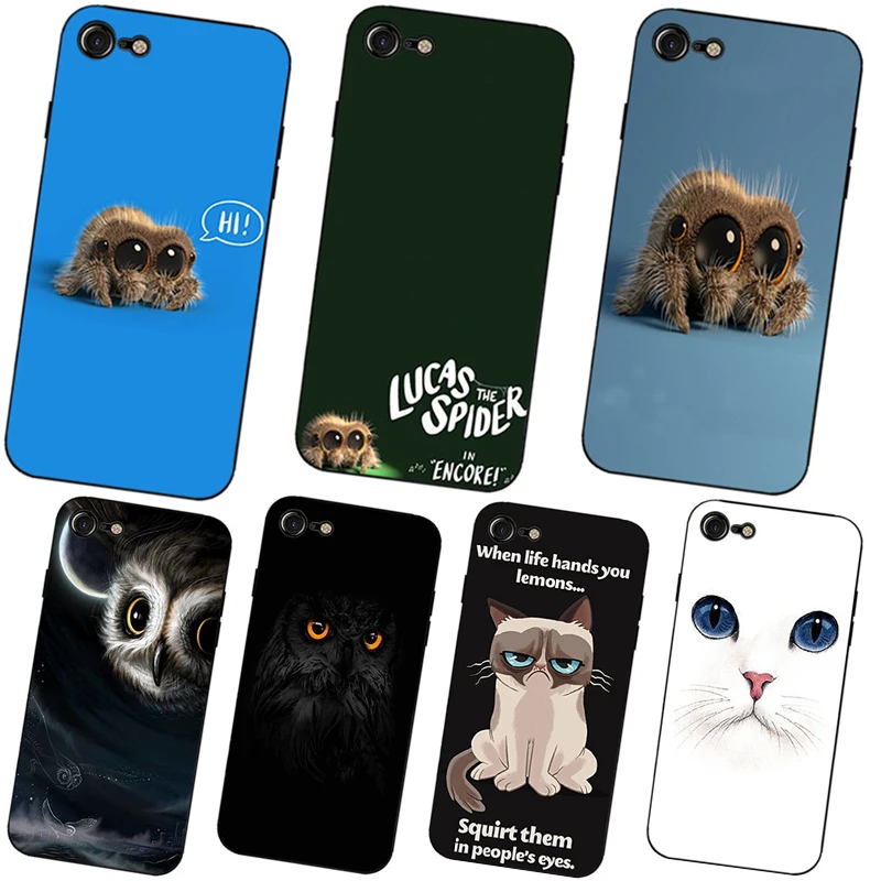 Lucas паук сова кошка жесткий и прозрачный чехол для телефона iPhone 6 7 8 plus X10 5 5C 4