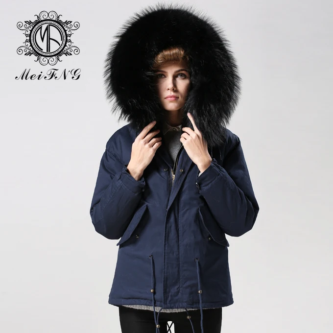 Бесплатная доставка зимняя Европейская куртка 2017 женское темно синее боди парка