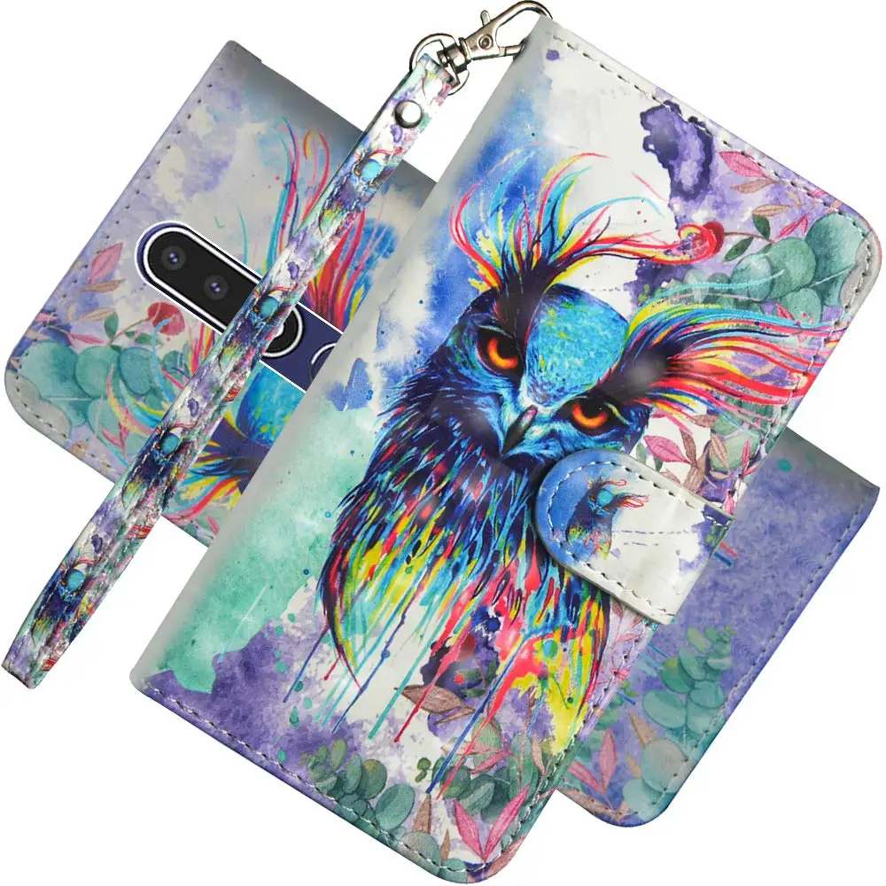 OWL 3D мультяшный чехол для Nokia 8,1 7,1 6,1 5,1 3,1 2,1 7 Plus крышка из искусственной кожи чехол-портмоне с откидной крышкой чехол для Nokia 4,2 3,2 для детей возрастом 2, 3, 5, 6, 8, 9 - Цвет: OWL