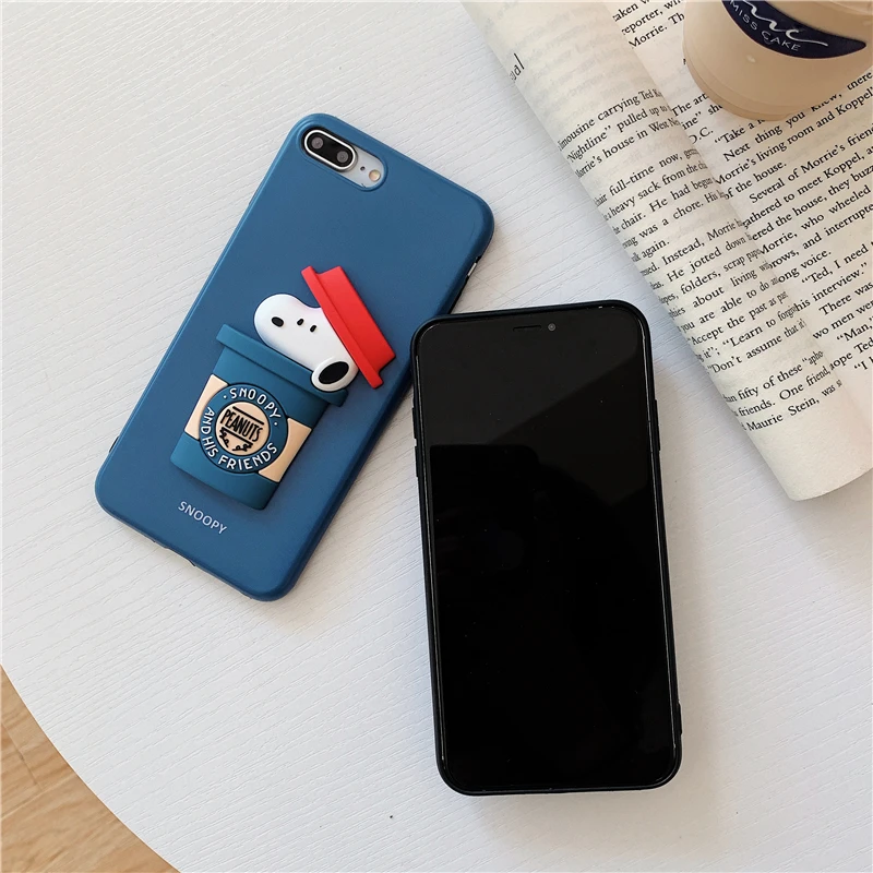 WTSZKL cartoon cute three-dimensional dog Snoopy pattern phone case for iphone X XS XR MAX 6 7 8 6s PLUS silicone back cover |