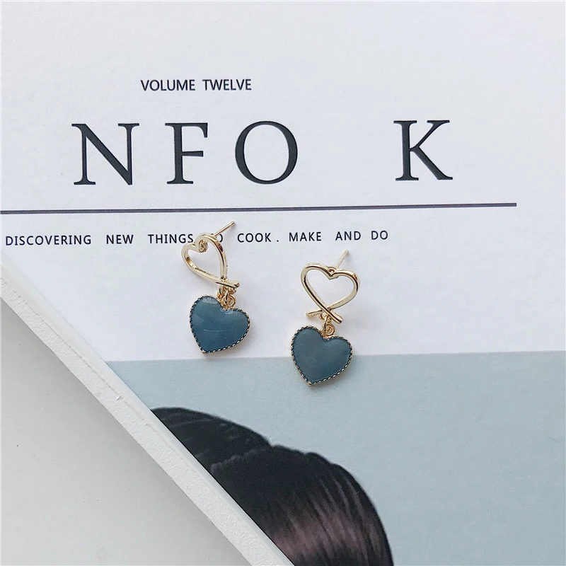 Современные женские серьги 2020 ретро в форме сердца глазурь простые