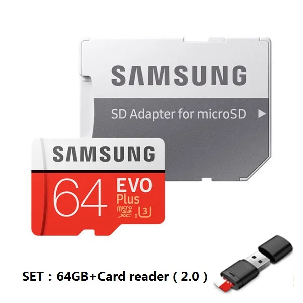 64GB U3 Set-1 Карта памяти SAMSUNG EVO Plus 8 ГБ/32 ГБ/SDHC 64 Гб/128 ГБ/256 ГБ/SDXC Micro SD TF карта класс 10 Microsd C10 UHS-1 карты - Емкость: 64GB U3 Set-1